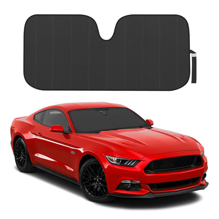 Motor Trend Front Windshield Sun Shade - Jumbo Accordion Folding Auto Sunshade for Car Truck SUV - Blocks UV Rays Sun Visor Protector - Keeps Your Vehicle Cool - 66 x 27 Inch (Black)