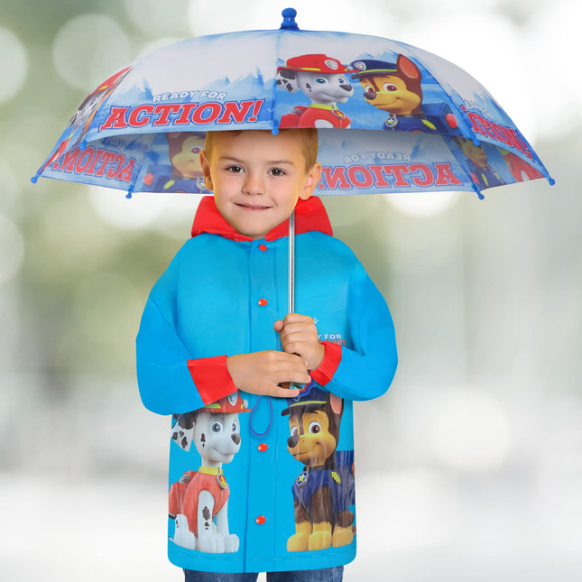 Nickelodeon Boys' Little Paw Patrol Character Slicker and Umbrella Rainwear Set, Light Blue, Age 6-7