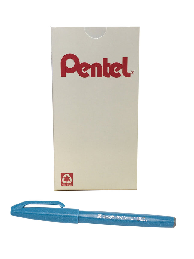 Pentel Arts Sign Pen Touch, Fude Brush Tip, Sky Bl
