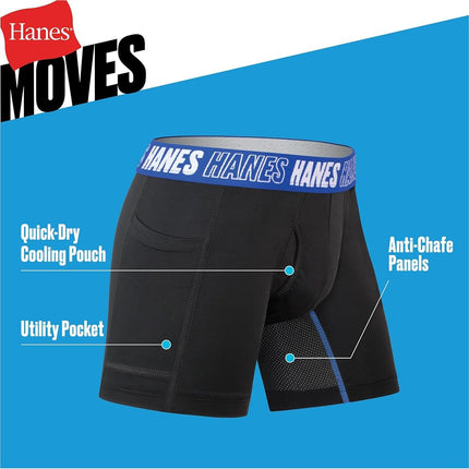 Calzoncillos bóxer Hanes Boys Moves para niños, anticomezón, color New Ebony, talla grande