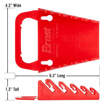 Ernst Manufacturing Gripper Wrench Organizer, 5 Tool, Red