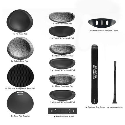 Globular Cluster CMGXR Comfort Mod Compatible with Galaxy XR - Soft & Enlarged Forehead/Rear Pads with Optional Top Strap, Sweatproof & Breathable Replacement Pad Kit