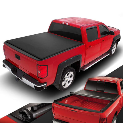 DNA Motoring TTC-RU-031 Truck Bed Soft Roll-Up Tonneau Cover Compatible with 04-13 Silverado Sierra 1500 5.75Ft Fleetside/Styleside Bed