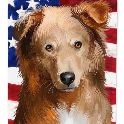 Tesoros de Caroline CK6418CHF Banderas de perro pastor vasco de tamaño de casa de lona con bandera americana, grandes, multicolor
