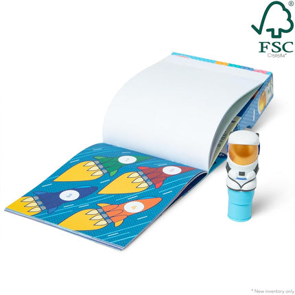 Melissa & Doug Sticker WOW!™ 24-Page Activity Pad and Sticker Stamper, 300 Stickers, Arts and Crafts Fidget Toy Collectible Character – Astronaut - FSC Certified