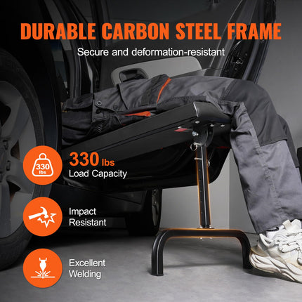 VEVOR Under Dash Creeper, 40 in, 330 lbs Load Capacity Rolling Mechanic Garage Creeper, 20.3-27.4 in Height Adjustable, Laying Down or Upright Inside of Car or Truck, Easy Fold Support for Garage Shop