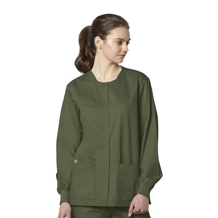 WonderWink Women's Snap Front Jacket, Olive, XX-Sm