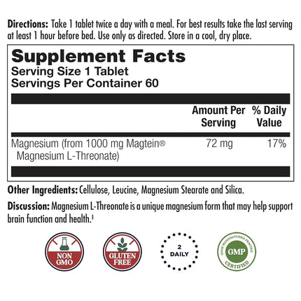 KAL Think Magnesium L-Threonate 2000 mg 60 Tablets