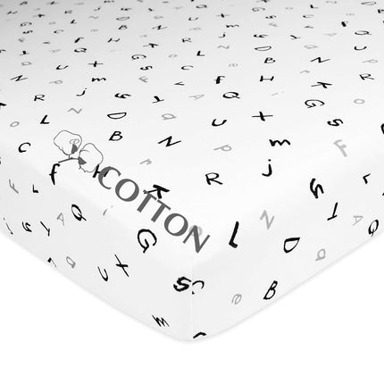 American Baby Company Printed 100% Cotton Jersey Knit Fitted Crib Sheet for Standard Crib and Toddler Mattresses, Alphabet, for Boys and Girls, 28x52x9 Inch (Pack of 1)