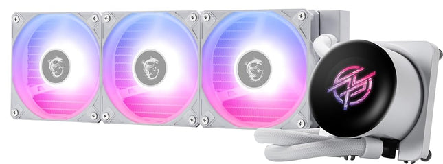 MSI MPG CORELIQUID P13 360 White - AIO ARGB CPU Liquid Cooler - 360mm Radiator - LGA 1851 / AM5 Ready - IPS 2.1" LCD Screen - Triple 120mm ARGB PWM Fans - Uni Bracket - White
