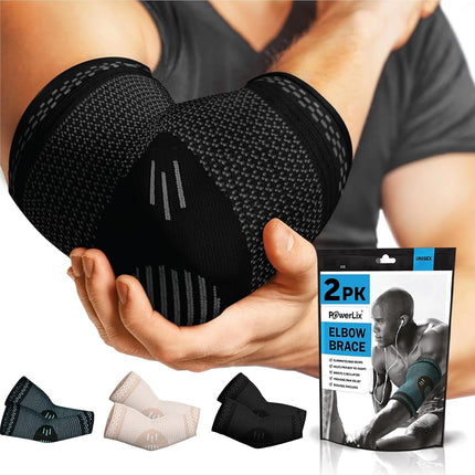 POWERLIX Elbow Brace Compression Support (Pair) - 