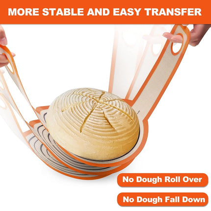 Silicone Bread Sling Dutch Oven - Best Japan Silicone. Non-Stick & Easy Clean ReusableBread Baking Mat. with Extra Long Handles Bread Baking Sheet Liner, 1 Orange pcs for Transferable Dough