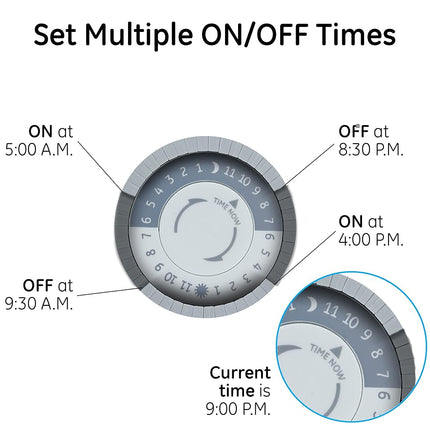 GE 24-Hour Mechanical Pool Timer Switch, 2HP 40A Load Capacity, Universal Voltage, Tamper Resistant, 46536