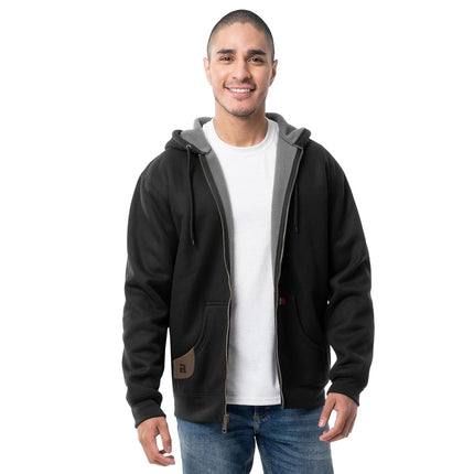 Wrangler Riggs Workwear Men's Thermal Sherpa Zip Hoodie, Black Heather/Grey, M