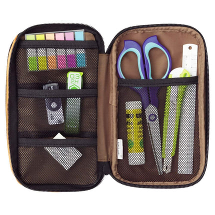 LIHIT LAB Large Capacity Double Zipper Pencil Case For School Office College, Big Capacity 6 Compartments Pencil Bag Holder Adults Teen Boys Girls, Travel Cosmetics Storage, Indigo (A7555-11)