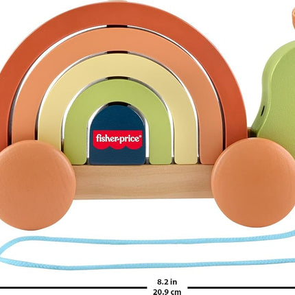 Fisher-Price Wood Toddler Toy Pull-Along Stacking Snail, Tiny Garden 6-Piece Wooden Activity for Motor Skill Development Kids Ages 18+ Months