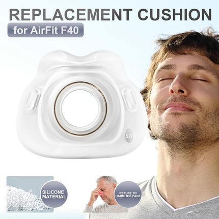 Replacement Headgear and Airfit F40 Silicone Cushion for ResMed Airfit F40 Full-face Mask, Include 2 Magnetic Clips,1 Pack Headgear,1 Silicone Cushion (Small Wide)