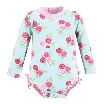 Traje de baño para bebés y niños pequeños de Hudson Baby Girls, flamenco menta, 12-18 meses, bebé rosas menta, 12-18 meses