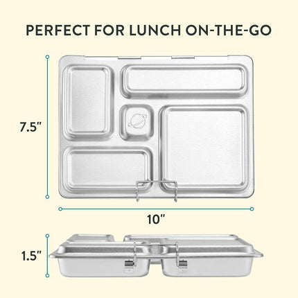 PlanetBox Rover Stainless Steel Bento Box Style Lunch Box for Kids with 5 Compartments – Durable, Dishwasher Safe and BPA-Free Food Container