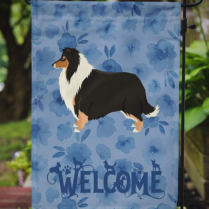Caroline's Treasures CK6236GF Collie Welcome Garden Flag, Mailbox Flag or Decorative Yard Flag Banner Outside Patio Artwork for your Yard or Flower Beds,