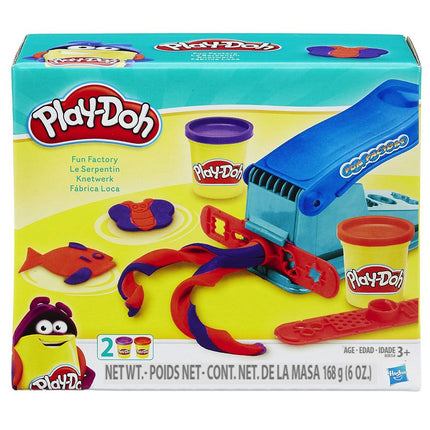 Máquina de hacer formas Play-Doh Basic Fun Factory con 2 colores Play-Doh no tóxicos