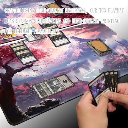 MTG Playmat Size 24x14in Free Storage Bags Non-Slip Backing, Ideal for Card Game Enthusiasts TCG Playmat Mouse Pad (Sakura Kasumi-No Deck)