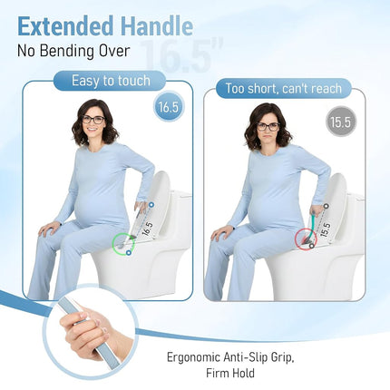 Toilet Aid - Newly Upgraded Firmly Clamp The Toilet Paper/Wipes, Personal Bottom Wiping Tool, Bathroom Mobility Aid for Disabled/Elderly/Surgery Recovery, 16.5" (2 pcs)