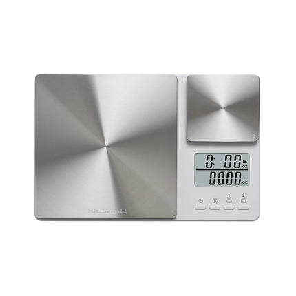 KitchenAid KQ909 Dual Platform Digital Kitchen and Food Scale, 11 pound capacity and Precision 16oz capacity, White with Stainless Steel