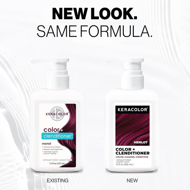 Keracolor Clenditioner Color Depositing Conditioner Colorwash - Instantly Infuse Color into Hair, 15 Colors | Cruelty Free (Merlot)