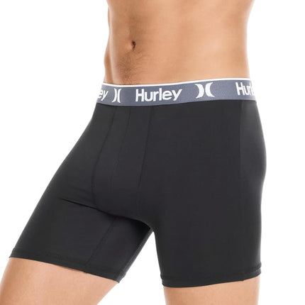 Hurley Men's Standard 5 Pack Stretch Boxer Briefs, Black/Castlerock