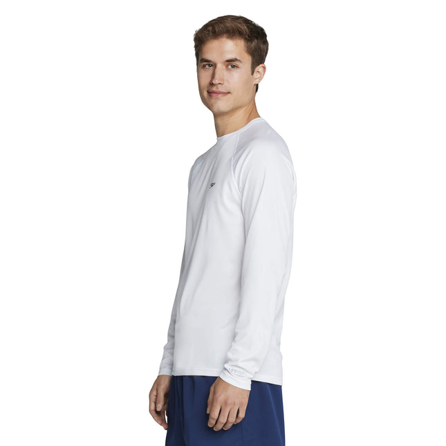 Speedo T-shirt de bain UV homme, manches longues, coupe droite, blanc