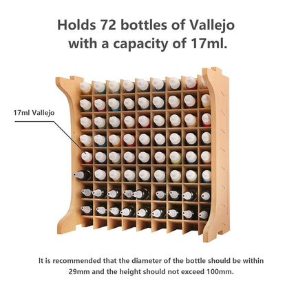Bucasso Paint Rack Suitable for Tamiya/Vallejo/MR HOBBY,Organizer for 30/49/72 Bottles of Paints,Model Tools Storage,MDF Material (72 Holes VALLEJO Paints)