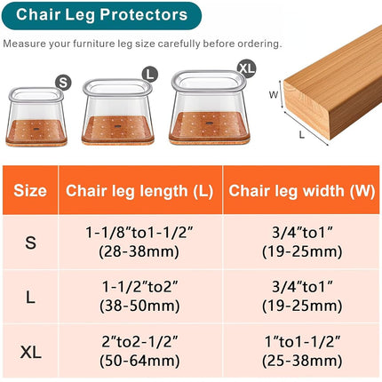 Ansible 24 pcs Rectangle Large Chair Leg Floor Protectors, Furniture Felt Pads Silicone Covers caps for Chairs,Chair Leg Protectors for Hardwood Floors (Small Fit:L 1.12''-1.5'',W 0.75''-1'')