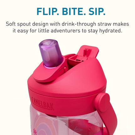 Camelbak THRIVE FLIP STRAW KIDS 14OZ – sport bottle – leak-proof – child-friendly size – easy drinking closure – ideal for on the go – Rainbow Floral, size: OS