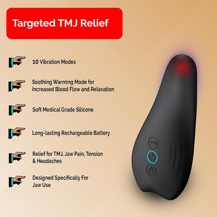 Peak Essentials TMJ Relief Products Jaw Massager With Advanced Heating Modes - Ergonomic TMJ Massage Tool - Gentle Vibrations And Heat For Pain Relief, Tension, And Stiffness