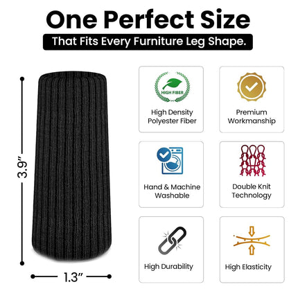 IAMZAY Chair Leg Socks 80 Pcs Black Furniture Leg Covers Floor Protectors