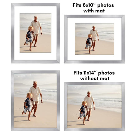 Americanflat Silver 11x14 Picture Frame Set of 2 with Polished Plexiglass and Classic Design for Wall Display