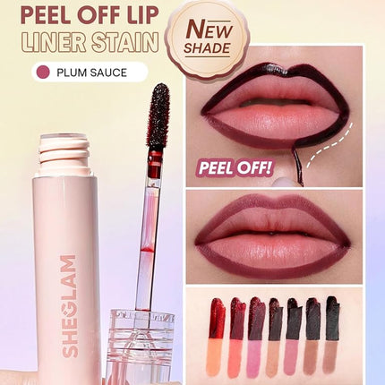 SHEGLAM Fall In Line Peel Off Lip Liner Stain Long Lasting Transfer-proof Nude Lip Tint-Plum Sauce