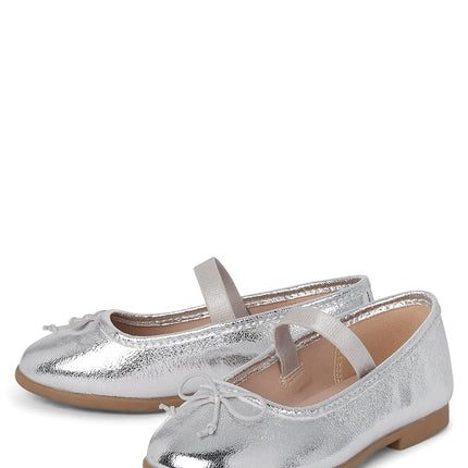 The Children's Place Girl's Baby Toddler Closed Toe Ballet Flats, Silver, 7 US Toddler