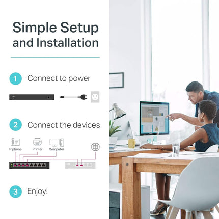 TP-Link 5-Port Gigabit Ethernet Network Switch (TL-SG105), Ethernet Splitter, 8 PoE+ Ports