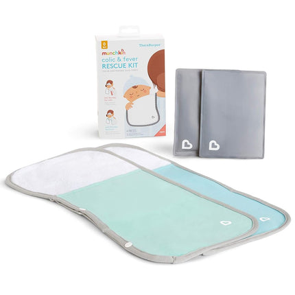 Munchkin TheraBurpee Colic & Fever Rescue Kit with Hot Cold Therapy Burp Cloths, Multi, 4 Piece Set
