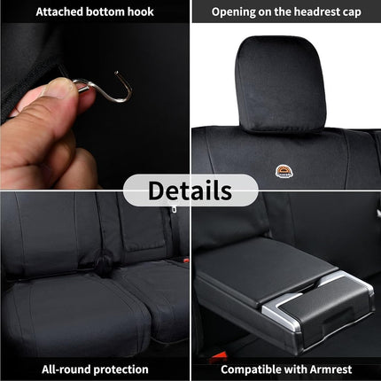 Fundas de asiento trasero Coverado, protector de asiento de lona impermeable para cojines de asiento de coche para niños y perros, fundas de asiento compatibles con Ford F150 2015-2025 y Ford F250 F350 F450 2017-2025 (negro, 2 piezas)