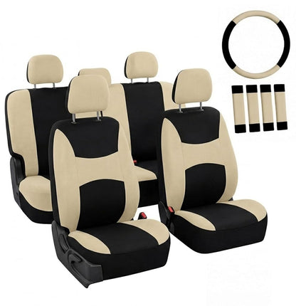 FH Group FB030BEIGEBLACK115-COMBO Seat Cover Combo