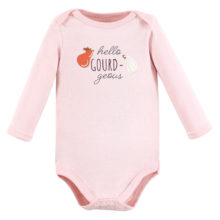 Hudson Baby unisex-baby Cotton Long-sleeve Bodysuits, Pink Fall, 0-3 Months