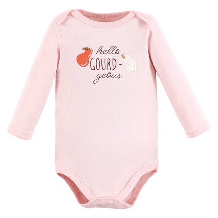 Hudson Baby unisex-baby Cotton Long-sleeve Bodysuits, Pink Fall, 0-3 Months
