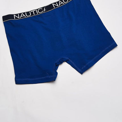 Nautica Men's 3-Pack Classic Cotton Stretch Boxer Briefs, Sea Cobalt/Peacoat/Lobster Print Blue, M (Pack of 3)