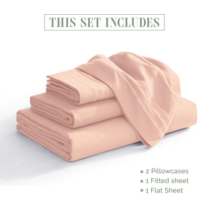 Elegant Comfort Luxurious 1500 Premium Hotel Quality Microfiber 4-Piece Sheet Set, 18-24 Inches Deep - Extra Deep Pocket Sheets - Ultra Soft 4PC Deep Pocket Sheets, King, Blush