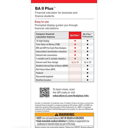Texas Instruments Baiiplus Advance Financial Cal IIBAPL/TBL/1L1