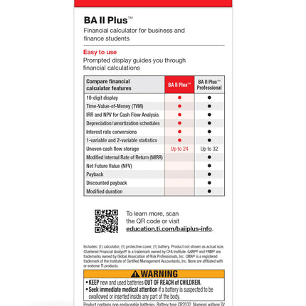 Texas Instruments Baiiplus Advance Financial Cal IIBAPL/TBL/1L1