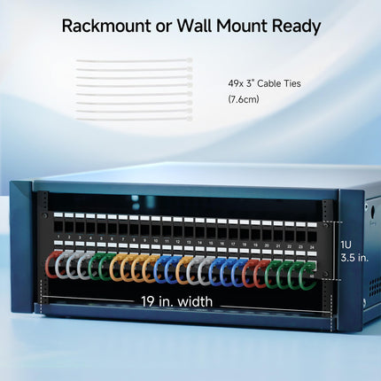 Cable Matters Panel de Conexión Keystone de 48 Puertos 2U Montable en Rack o Pared con Gestión de Cables y Barra de Soporte, Panel de Conexión Vacío de 19 Pulgadas para Conectores Keystone